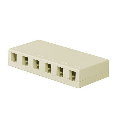 Legrand WP3506IV | Surface Mount Box, Quick-Connect, Cat 3, RJ25, 6-Port, 6P6C, 1.2" Length x 5.875" Width x 9" Height, High Impact Flame-Retardant Plastic, Ivory