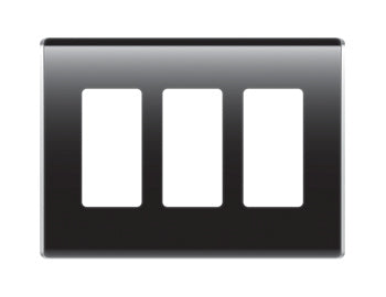 Legrand WP5003GB | Studio Wallplate, Decorator, 3-Gang, 6.78" Width x 0.28" Depth x 4.97" Height, High Impact Flame-Retardant Plastic, Gloss Black, With Screw