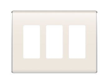 Legrand WP5003LA | Studio Wallplate, Decorator, 3-Gang, 6.78" Width x 0.28" Depth x 4.97" Height, High Impact Flame-Retardant Plastic, Light Almond, With Screw
