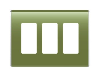 Legrand WP5003MS | Studio Wallplate, Decorator, 3-Gang, 6.78" Width x 0.28" Depth x 4.97" Height, High Impact Flame-Retardant Plastic, Moss, With Screw
