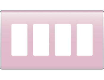 Legrand WP5004CP | Studio Wallplate, Decorator, 4-Gang, 8.6" Width x 0.28" Depth x 4.97" Height, High Impact Flame-Retardant Plastic, Cameo Pink, With Screw