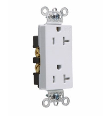 Legrand TR26362W | 20A 125V Heavy Duty Spec-Grade Tamper-Resistant Decorator Duplex Receptacle, White