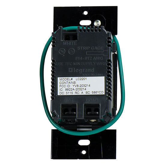 Legrand LC2201NI | RF Switch, In-Wall, 120 Volt AC, 15 Ampere, 900 Megahertz, 1500 Watt Load, 3.03" Width x 4.8" Depth x 2.48" Height, Nickel