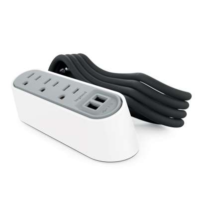 Legrand 16339 | Wiremold Slim Desktop Power Center, 3 Outlet with USB - White/Gray
