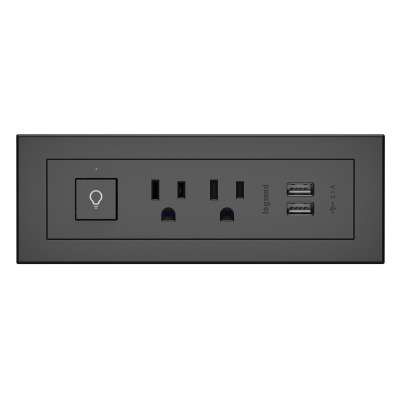 Legrand C2G 16355 | radiant Furniture Power Center with Power Switch, 2 Outlets and USB - Black (10ft Cord)