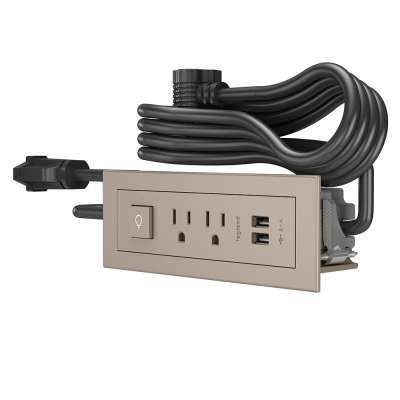 Legrand C2G 16359 | radiant Furniture Power Center with Power Switch, 2 Outlets and USB - Nickel