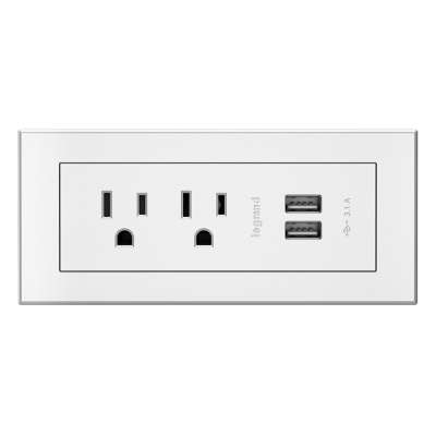Legrand C2G 16369 | radiant Furniture Power Center with 2 Outlets and USB - White
