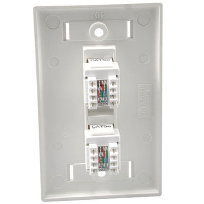Legrand C2G 27416 | Two Port Cat5E RJ45 Configured Single Gang Wall Plate - White