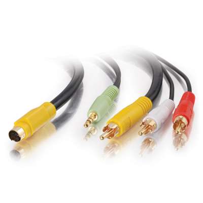 Legrand C2G 27993 | 25ft Value Series Bi-Directional S-Video + 3.5mm Audio to RCA Audio/Video Cable