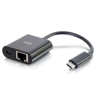 Legrand C2G 29749 | USB-C to Ethernet Multiport Adapter with PXE Boot and Power Delivery up to 60W - Black