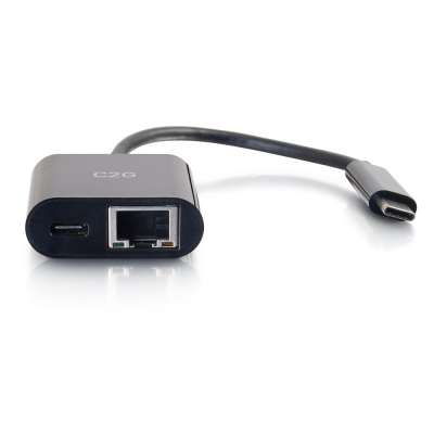Legrand C2G 29749 | USB-C to Ethernet Multiport Adapter with PXE Boot and Power Delivery up to 60W - Black