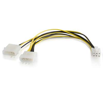 Legrand C2G 35522 | 10in One 6-pin PCI Express to Two 4-pin Molex Power Adapter Cable