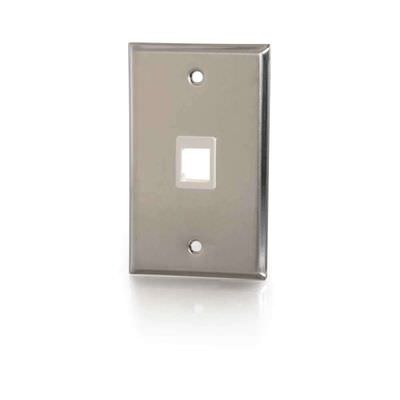 Legrand C2G 37093 | One Port Keystone Single Gang Wall Plate - Stainless Steel (TAA Compliant)