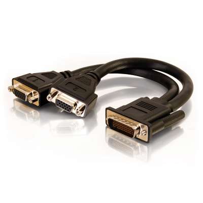 Legrand C2G 38065 | 9in One LFH-59 (DMS-59) Male to Two HD15 VGA Female Cable