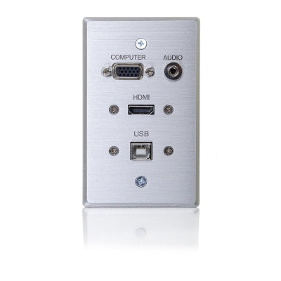 Legrand C2G 39707 | HDMI, VGA, 3.5mm Audio and USB Pass Through Single Gang Wall Plate - Aluminum