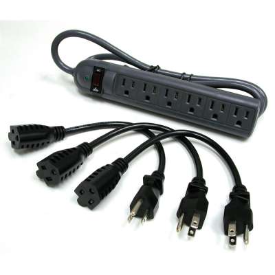 Legrand C2G 39995 | 6-Outlet Power Strip with Surge Suppressor (3) 1ft Outlet Saver Power Extension Cords