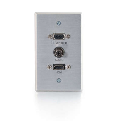 Legrand C2G 41034 | HDMI, VGA and 3.5mm Audio Pass Through Single Gang Wall Plate - Brushed Aluminum