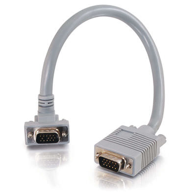 Legrand C2G 52014 | 1ft Premium Shielded HD15 SXGA M/M Monitor Cable with 90° Downward-Angled Male Connector