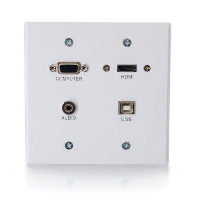 Legrand C2G 60146 | RapidRun VGA + 3.5mm Double Gang Wall Plate + HDMI and USB Pass Through - White