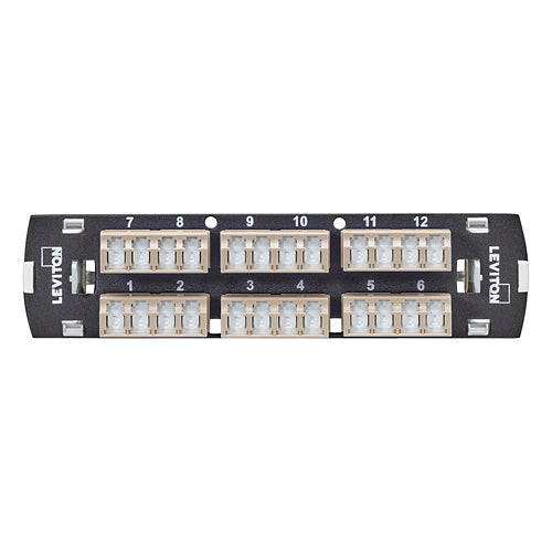 Leviton 5F100-S4I | SDX Shuttered LC Fiber Adapter Plate, OM1, Quad LC (Beige), 24 Fibers, Zirconia Ceramic Sleeve