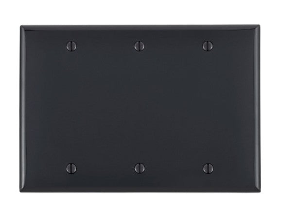 Leviton 80735-E | 3-Gang Blank Wallplate, Standard Size, Thermoplastic Nylon, Black