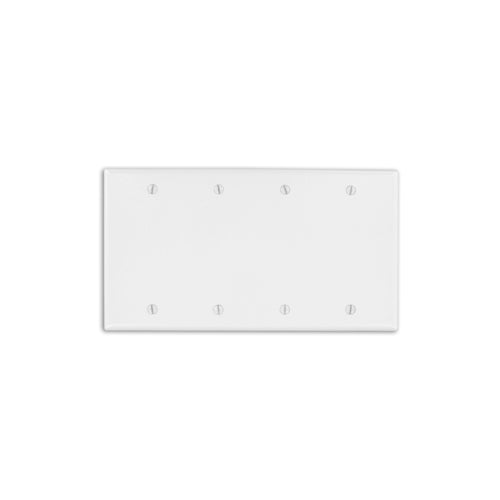 Leviton 88064 | 4-Gang Blank Wallplate, Standard Size, Thermoset, White