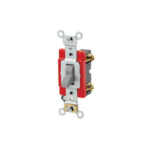 Leviton Manufacturing Co 1221-2GY | 20 Amp Toggle Switch, Single-Pole, Quiet Switch, Extra Heavy Duty Spec Grade