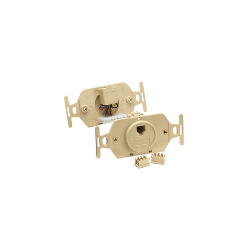 Leviton Manufacturing Co 41054-IDD | Round Telephone Wallplate Insert, 6P4C USOC, 110-Type, Ivory