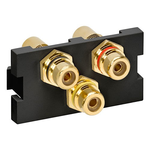 Leviton Manufacturing Co 41292-3RE | RCA Composite Feedthrough MOS Connector, Black