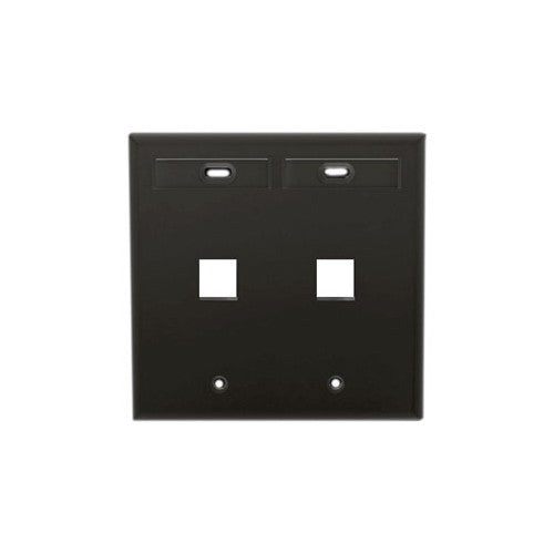 Leviton Manufacturing Co 42080-2EP | Dual-Gang QUICKPORT Wallplate with ID Windows, 2-Port, Black