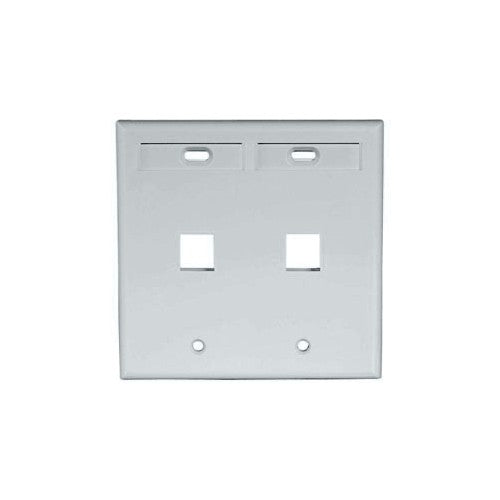 Leviton Manufacturing Co 42080-2GP | Dual-Gang QUICKPORT Wallplate with ID Windows, 2-Port, Gray