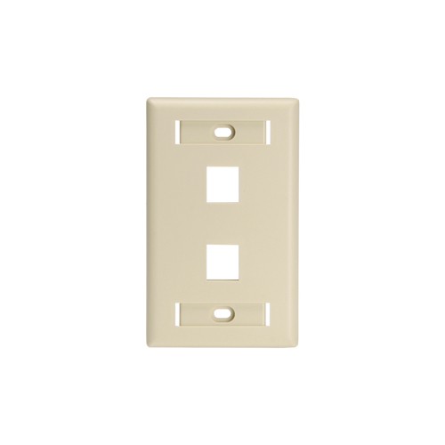 Leviton Manufacturing Co 42080-2IL | Single-Gang QUICKPORT Wallplate for Large Connectors with ID Windows, 2-Port, Ivory