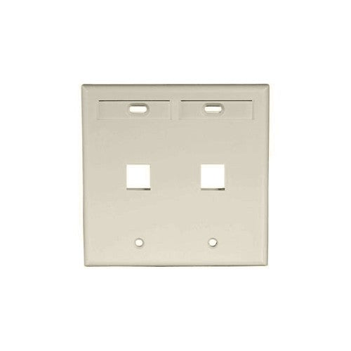 Leviton Manufacturing Co 42080-2IP | Dual-Gang QUICKPORT Wallplate with ID Windows, 2-Port, Ivory