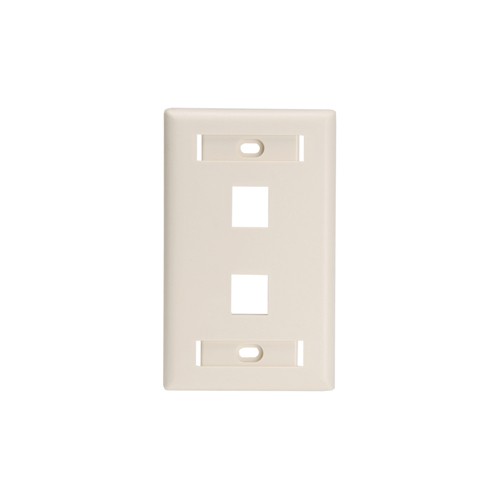 Leviton Manufacturing Co 42080-2TL | Single-Gang QUICKPORT Wallplate for Large Connectors with ID Windows, 2-Port, Light Almond