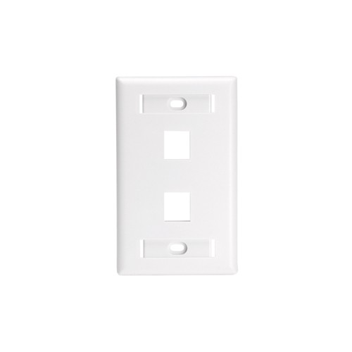 Leviton Manufacturing Co 42080-2WL | Single-Gang QUICKPORT Wallplate for Large Connectors with ID Windows, 2-Port, White