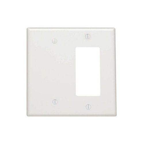 Leviton Manufacturing Co 80608-W | 2-Gang 1-Blank 1-Decora/GFCI Combination, Midway Size, Thermoset, White