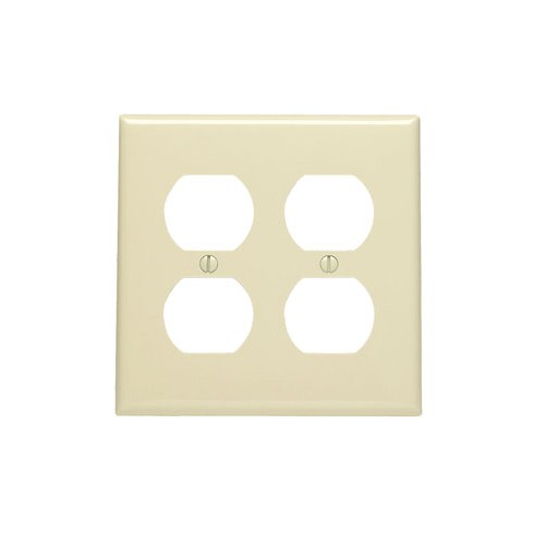 Leviton Manufacturing Co 80716-I | 2-Gang Duplex Outlet/Receptacle Wallplate, Standard Size, Thermoplastic Nylon, Ivory