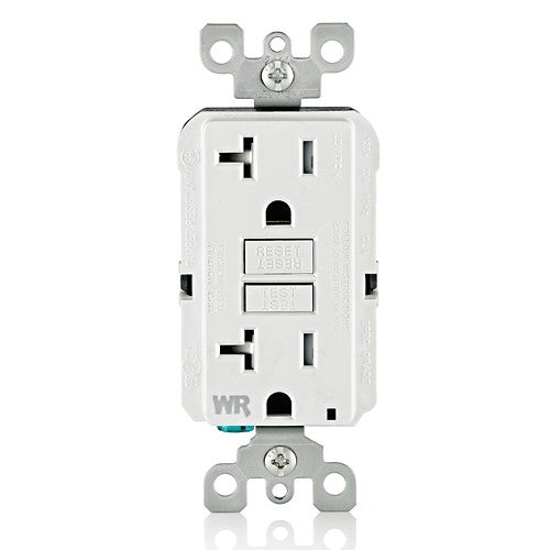 Leviton Manufacturing Co GFWT2-W | 20 Amp GFCI Weather-Resistant Outlet, Self Test, Tamper-Resistant with LED Indicator Light