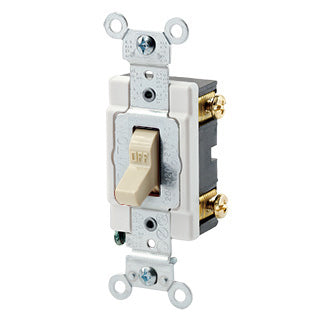 Leviton 1221-SI | 20 Amp, 120/277 Volt, Toggle Single-Pole AC Quiet Switch, Heavy Duty Spec Grade, Grounding, Back & Side Wired - IVORY