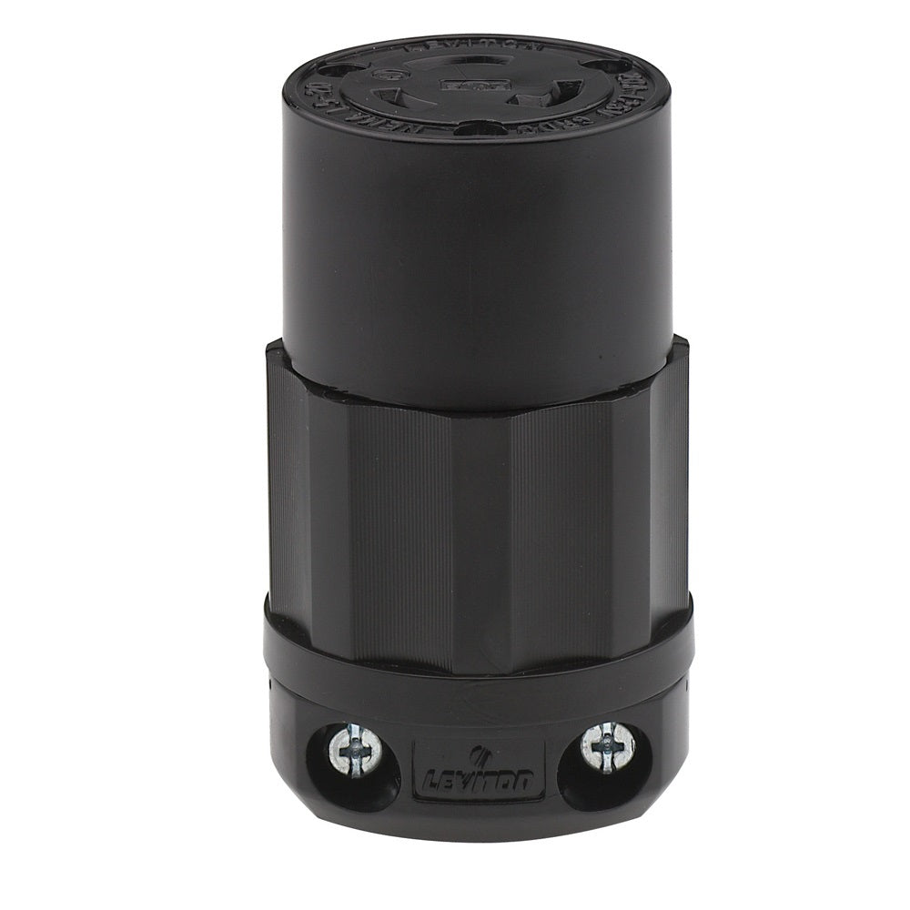 Leviton 2313-B | 20 Amp, 125 Volt, NEMA L5-20R, 2P, 3W, Locking Connector, Industrial Grade, Grounding - BLACK
