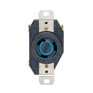 Leviton 2320 | 20 Amp, 250 Volt, NEMA L6-20R, 2P, 3W, Flush Mtg Locking Receptacle, Industrial Grade, Grounding, V-0-MAX - BLACK