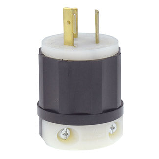 Leviton 2331 | 20 Amp, 277 Volt, NEMA L7-20P, 2P, 3W, Locking Plug, Industrial Grade, Grounding - BLACK-WHITE