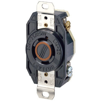 Leviton 2410 | 20 Amp, 125/250 Volt, NEMA L14-20R, 3P, 4W, Flush Mtg Locking Receptacle, Industrial Grade, Grounding, V-0-MAX - BLACK