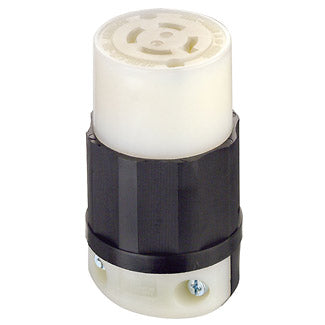 Leviton 2433 | 20 Amp, 480 Volt 3-Phase, NEMA L16-20R, 3P, 4W, Locking Connector, Industrial Grade, Grounding - BLACK-WHITE