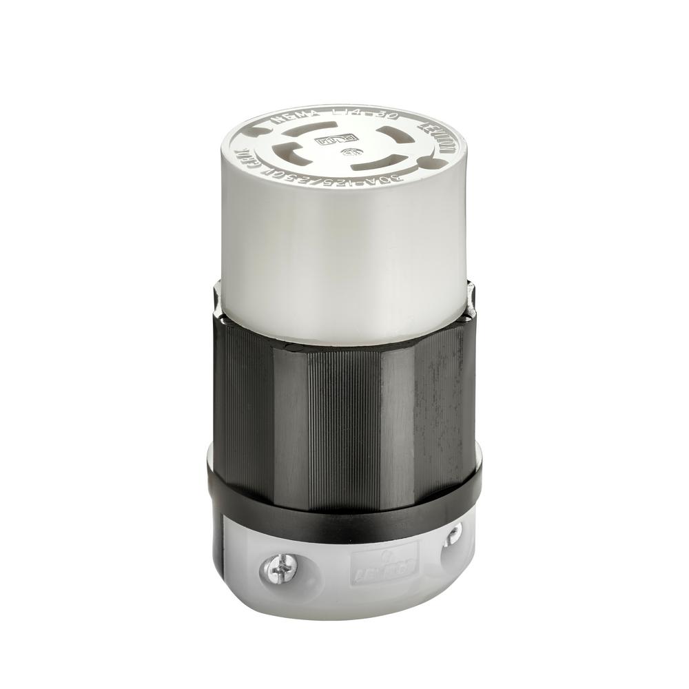 Leviton 2713 | Locking Connector, 30 Amp, 125/250 Volt, Industrial Grade - Black & White