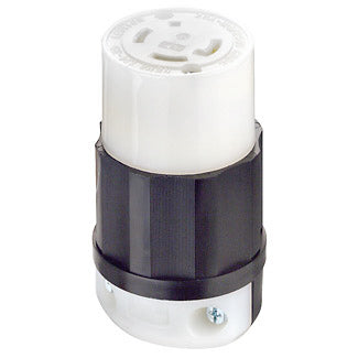 Leviton 2733 | 30 Amp, 480 Volt 3-Phase, NEMA L16-30R, 3P, 4W, Locking Connector, Industrial Grade, Grounding - BLACK-WHITE
