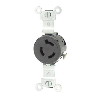 Leviton 4560 | 15 Amp, 250 Volt, NEMA L6-15R, 2P, 3W, Single Locking Receptacle, Industrial Grade, Grounding - BLACK