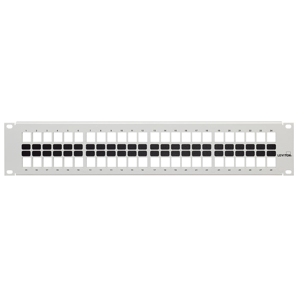 Leviton 49255-W48 | 48-Port 2RU Flat QuickPort Patch Panel, White