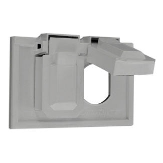 Leviton 4976-GY | 1-Gang Duplex Device Receptacle Wallplate, Weather-Resistant, Thermoplastic Nylon, Device Mount, Horizontal - GRAY