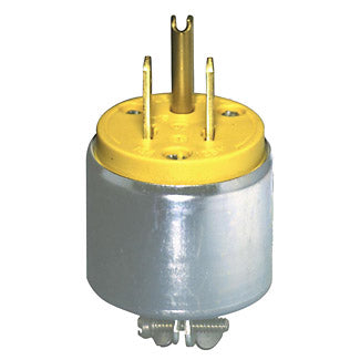 Leviton 515PA | 15 Amp, 125 Volt, NEMA 5-15P, 2-Pole, 3-Wire Grounding Plug, Straight Blade, Armored - Yellow